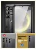 A close-up marketing image of a black phone case, with inset images showing compatibility and design. Náhled obrázku produktu