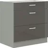 Küchen Unterschrank 80 cm Hochglanz Grau Vollauszug Produktbild-Vorschau 1