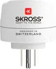 A white travel adapter with visible pins. Produktbild-Vorschau