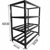A black metal shelf unit with dimensions indicated. Podgląd zdjęcia produktu