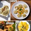 A collage of four different types of dumplings and pasta. Produktbild-Vorschau