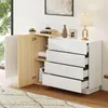 Merax Hochglanz Sideboard mit Holz Maserung, Moderner Produktbild-Vorschau 4