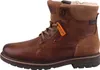Auf dem Bild ist ein brauner Stiefel von der linken Seite zu sehen. Der Stiefel hat eine grobe Struktur und eine erhöhte Sohle. Produktbild-Vorschau