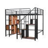 Hochbett, 140x200 cm, Metallbett mit Lattenrost, Regal, Produktbild-Vorschau 8