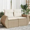 Design Gartensofa mit Kissen 2-Sitzer Beige Poly Rattan, Produktbild-Vorschau 1