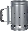 A charcoal chimney starter with a black handle, shown against a white background. Produktbild-Vorschau
