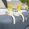 A close-up shot of a beige hot tub tray with two drinks and sunglasses, resting on the edge of a blue inflatable hot tub. Podgląd zdjęcia produktu