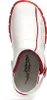 A top-down view of a white and red Abeba clog shoe. Produktbild-Vorschau