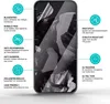 A smartphone screen protector is shown with various features highlighted by text and icons. Produktbild-Vorschau