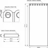 Diagrams showing the dimensions and features of a curtain, including eyelets and a tie-back. Produktbild-Vorschau
