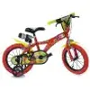 A red children's bicycle with colorful accents is shown against a white background. Produktbild-Vorschau