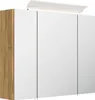 Badezimmer Spiegelschrank 3-türig LED-Lampe 80 cm Eiche Produktbild-Vorschau 1