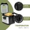 A deep fryer with fries, with close-up views of its controls and features. Produktbild-Vorschau