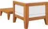 A close-up view of a wooden garden lounge set with white cushions, shown against a white background. Anteprima dell’immagine prodotto
