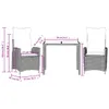3-tlg. Garten-Essgruppe mit Kissen Schwarz Poly Rattan Produktbild-Vorschau 9