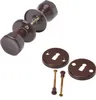 A set of brown door knobs and related hardware, including two rosettes and two screws, are displayed against a white background. Anteprima dell’immagine prodotto