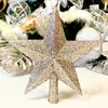 Copri albero di Natale - Stella glitterata champagne 20 cm Anteprima dell’immagine prodotto 3