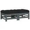 vidaXL Gartenhocker mit Kissen 2 Stk. Grau Massivholz Produktbild-Vorschau 1