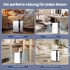 A collage of four images showing a dehumidifier in different room settings: a bedroom, an office, a walk-in closet, and a living room. Text overlays indicate the room type. Anteprima dell’immagine prodotto