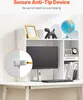 A white desk organizer with a monitor, keyboard, and various decorative items. Produktbild-Vorschau