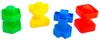 Four colorful plastic toy bolts and nuts in different shapes and colors. Anteprima dell’immagine prodotto