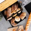 Boîte à pain spacieuse noire en bois et métal, ouverture Voir les images du produit 8