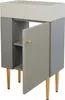 A light gray bathroom cabinet with a fluted door and gold accents, shown against a white background. Podgląd zdjęcia produktu