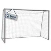 A soccer goal with a tag indicating its model and size. Produktbild-Vorschau