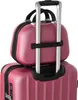 A close-up view of the top of a pink suitcase with a smaller pink beauty case stacked on top, attached to the telescopic handle. Náhled obrázku produktu