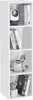 A white, four-shelf bookcase filled with decorative items. Produktbild-Vorschau