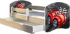 A child's bed with a car theme, featuring a pull-out drawer. Produktbild-Vorschau