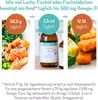 A collage showing different ways to consume Omega-3, with text explaining the daily dosage for children. Produktbild-Vorschau