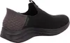 Side view of a black Skechers slip-on sneaker. Náhľad obrázku produktu