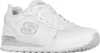 A white Skechers sneaker is shown from a side angle against a white background. Voir les images du produit