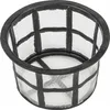 A close-up, studio shot of a black mesh strainer basket with a black rim. Produktbild-Vorschau