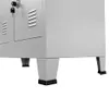 Close-up of the base of a gray metal locker unit with four legs. Produktbild-Vorschau