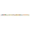 A wooden balance beam toy with colorful attachments is laid out horizontally against a white background. Produktbild-Vorschau