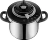 A top-down view of a Tefal pressure cooker. Voir les images du produit