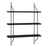 A black three-tiered wall shelf against a white background. Produktbild-Vorschau
