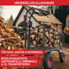 A garden cart filled with firewood in front of a house. Produktbild-Vorschau