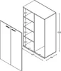 A technical drawing with dimensions of a wardrobe. Anteprima dell’immagine prodotto