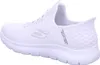 A side view of a white Skechers slip-on shoe. Náhled obrázku produktu
