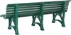 A green park bench shown from the back. Produktbild-Vorschau