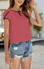 ASKSA Sommer Damen T-Shirt Rundhals Kurzarm Blütenblatt Produktbild-Vorschau 3