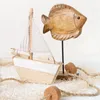 Holz Segelboot braun Natur Stoff-Segel Sommerdeko 26 cm Produktbild-Vorschau 2