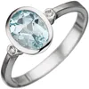JOBO Damen Ring 585 Gold Weißgold 1 Aquamarin 2 Diamanten Produktbild-Vorschau 2