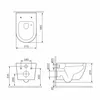 Technical drawing with dimensions of a wall-mounted toilet. Produktbild-Vorschau