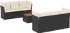 vidaXL 7-tlg. Garten-Sofagarnitur mit Kissen Schwarz Poly Produktbild-Vorschau 1