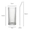 4er Set Geriffelte Trinkgläser 370ml inkl. Glashalme und Produktbild-Vorschau 2