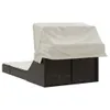 vidaXL Bain de soleil double avec toit et coussins Marron Voir les images du produit 5